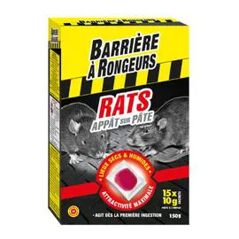 BARRONGEUR Anti rats appât sur pâte - prêt à l'emploi BARRIERE A RONGEURS 150g