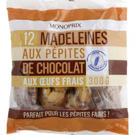 MONOPRIX Madeleines aux pépites de chocolat x12 300g