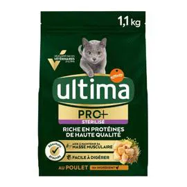 ULTIMA Croquettes pour chat adulte stérilisé au poulet 1,1kg