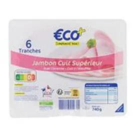 ECO+ Jambon sup. avec couenne VPF 6 Tranches 240g