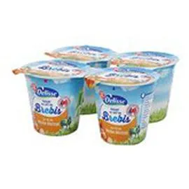 MARQUE REPÈRE, DÉLISSE Yaourt lait de brebis Lit fruits jaunes 4x125g