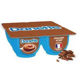 DANONE, DANETTE Crème dessert chocolat et lait 4x125g