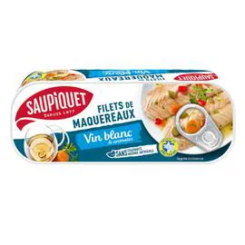 SAUPIQUET Filets de maquereaux au vin blanc & aromates 176g