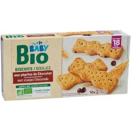 CARREFOUR BABY BIO Biscuits bébé pépites chocolat 18 mois 200g