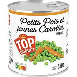 TOP BUDGET Petits pois et jeunes carottes, très fins 530g