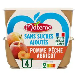 MATERNE Compote pomme pêche abricot s/sucres ajoutés 4x100g