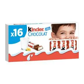 KINDER Barres chocolat au lait fourrées au lait 200g
