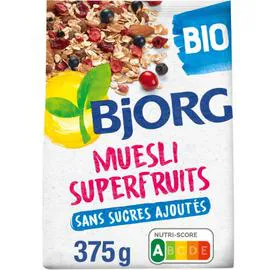 BJORG Céréales muesli et super fruits sans sucres ajoutés Bio 375g