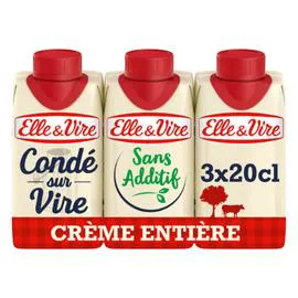 ELLE & VIRE Crème entière fluide 30% MG 3x20cl
