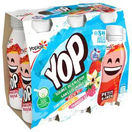 YOPLAIT, YOP Yaourt à boire fraise vanille framboise 6x180g