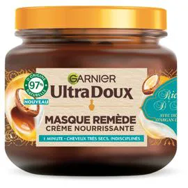 GARNIER, ULTRA DOUX Masque Cheveux Remède Disciplinant Cheveux Très Secs Richesse d'Argan 340ml