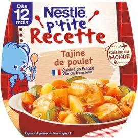 NESTLÉ, P'TITE RECETTE Plat bébé dès 12 mois tajine de poulet 2x200g