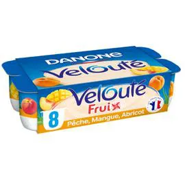 DANONE, VELOUTÉ FRUIX Yaourt aux fruits jaunes brassé pêche mangue abricot 8x125g