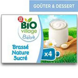 MARQUE REPÈRE, BIO VILLAGE Gourde brassé Nature sucré 4x85g