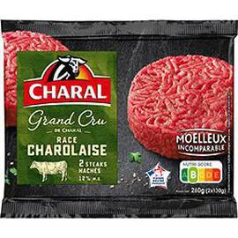 CHARAL Steaks hachés race charolaise 15% 2x130g