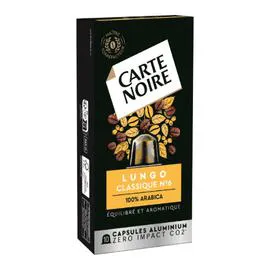 CARTE NOIRE Café capsules Compatibles Nespresso Lungo Classique °6 10x5,6g