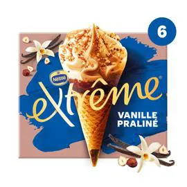 NESTLÉ, EXTRÊME Glace Cône vanille praliné 6x71g