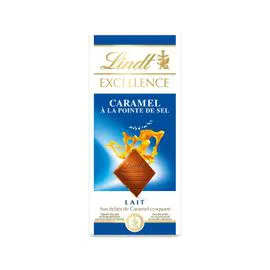 LINDT, EXCELLENCE Chocolat Lait Caramel Fleur sel 100g