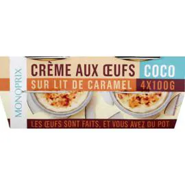 MONOPRIX Crème aux oeufs coco sur lit de caramel 400g