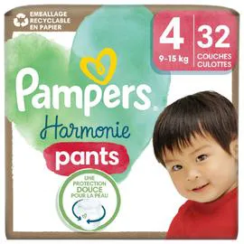 PAMPERS Couches Bébé Harmonie Pants 9 - 15 kg Taille 4 x32