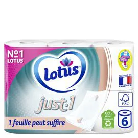 LOTUS Papier toilette just one 5 épaisseurs aqua tube x6
