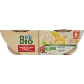 CARREFOUR BABY Plat bébé bio dès 8 mois chou fleur pdt boeuf 2x200g