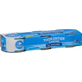 CARREFOUR Thon entier Albacore au naturel 3x140g