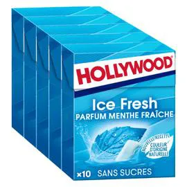 HOLLYWOOD Chewing-gum à la menthe fraîche sans sucres Ice Fresh - 5x10 70g