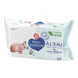 MARQUE REPÈRE, MOTS D'ENFANTS Lingettes bébé à l'eau - x60 x60 