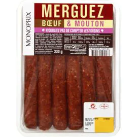 MONOPRIX Merguez de boeuf et mouton 330g