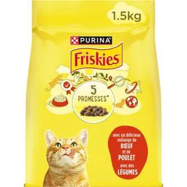 PURINA, FRISKIES Croquettes pour Chat Adulte au Boeuf Poulet & Légumes Friskies 1,5kg