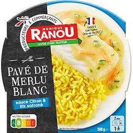 MONIQUE RANOU Pavé de merlu blanc sauce citron & riz safrané 300g