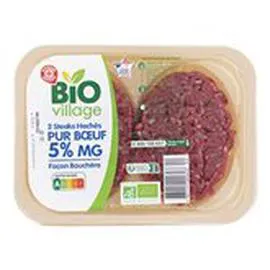 MARQUE REPÈRE, BIO VILLAGE Steak haché 5% mg Bio 2x125g