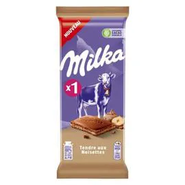 MILKA Tablette de chocolat Tendre aux Noisettes 85g