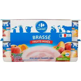 CARREFOUR CLASSIC' Yaourt fruits mixés brassé 16x125g