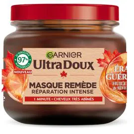 GARNIER, ULTRA DOUX Masque Cheveux Remède Revitalisant Cheveux Très Abîmés Erable Guérisseur 340ml