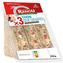 MONIQUE RANOU Sandwich thon crudités Oeuf pain de mie complet 230g