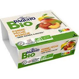 PAQUITO BIO Purée de pomme pêche mangue sans suces ajoutés BIO 4x100g