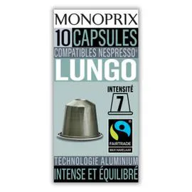 MONOPRIX Capsules de café Lungo 50g
