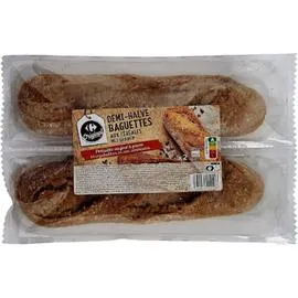 CARREFOUR ORIGINAL Demi-baguettes précuites aux céréales 2x125g