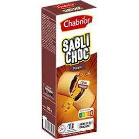 CHABRIOR Biscuit SabliChoc coeur fondant chocolat 225g