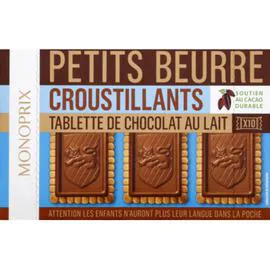 MONOPRIX Petits beurre, tablettes chocolat au lait 250g
