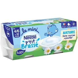 NESTLÉ, P'TIT BRASSÉ Petit pot dessert lacté nature dès 4 mois 6x50g