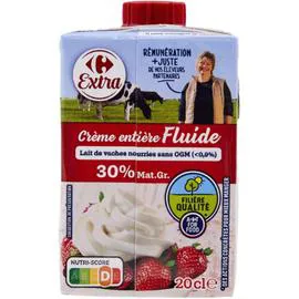 CARREFOUR EXTRA Crème entière fluide 30% MG 3x20cl