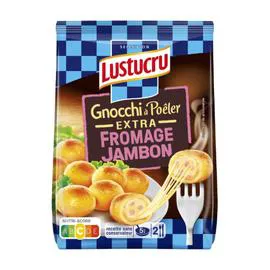 LUSTUCRU Pâtes Fraîches Gnocchi à Poêler Extra Jambon Fromage 280g