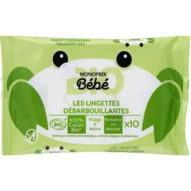 MONOPRIX BÉBÉ Bio Lingettes Débarbouillantes X10 l'unité