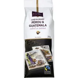MONOPRIX GOURMET Café en grains Pérou & Guatemala, subtil et intense 250g
