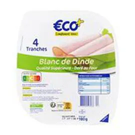 ECO+ Blanc de dinde 4 tranches 180g