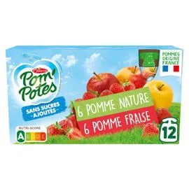 MATERNE, POM'POTES Compote pomme & pomme fraise SSA 12x90g