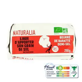 NATURALIA Beurre Baratte Demi-Sel Bio 250g